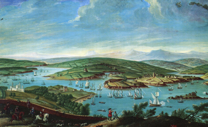 Old painting of Edgcumbe bay